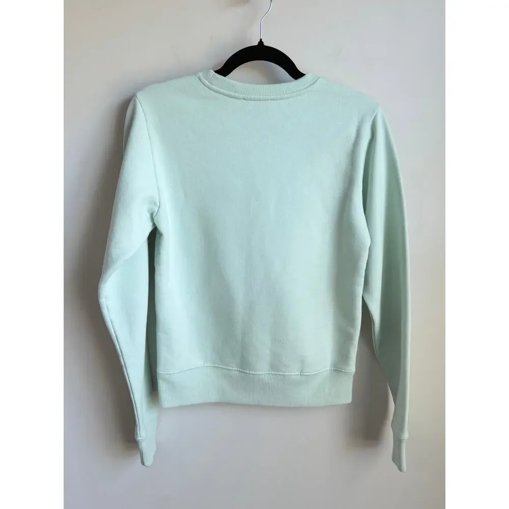 Maison Kitsuné Neon Line Typo Embroidery Sweatshirt Light Green Women's XS NWT